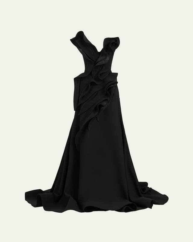 Ironworks Strapless Ruffle Gown
